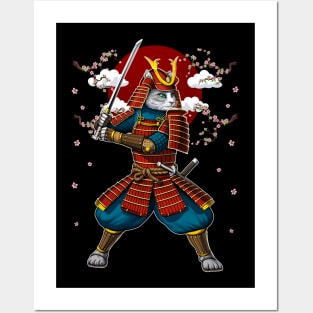 Japanese Cat Samurai Ninja Posters and Art